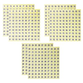 Mini Skater 1-100,101-200, 201-300, 6 Sheets 2/5 Inch Small Self Adhesive Vinyl Consecutive Number Stickers Labels for Storage Reward Charts Jars Board Game Nail Polish Swatch Sticks