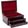 GENRICE Wooden Silverware Chest without Silverware Three-layer, Silverware Box Storage
