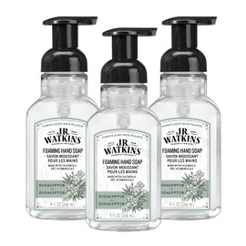 J.R. Watkins Foaming Hand Soap Pump with Dispenser, Moisturizing Hand Soap Foam, Alcohol-Free, Cruelty-Free, , Use for Kitchen or Bathroom, Eucalyptus, 9 fl oz,3 Pack