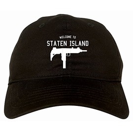 Welcome to Staten Island Uzi Machine Gun New York City 6 Panel Dad Hat Cap Black