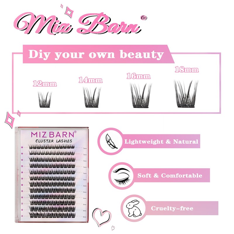 MIZ BARN False Eyelashes 144pcs Lash Extension D Curl Eyelash