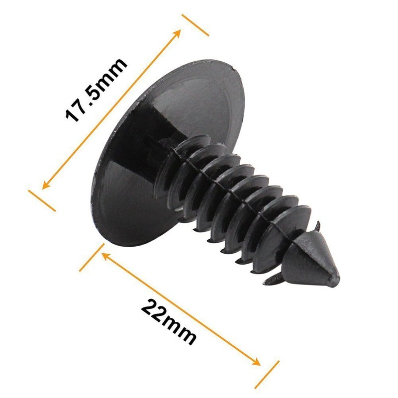 MANSHU 200 Pcs Black Plastic Push Clip Fasteners, 7mm Hole