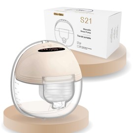 Wearable Breast Pump S21 - Smart Display, Leak-Proof Design, Hands-Free Double Portable Electric with 3 Modes &12 Levels (Beige-1pack)
