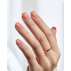 24 Pcs Short Square Press On Nails with Jelly Glue,Reusable Soft Gel Fake Nails Kit for Women and Girls with Feature Protective UV Coating DIY,Semi-Transparent Lively Pink Nails