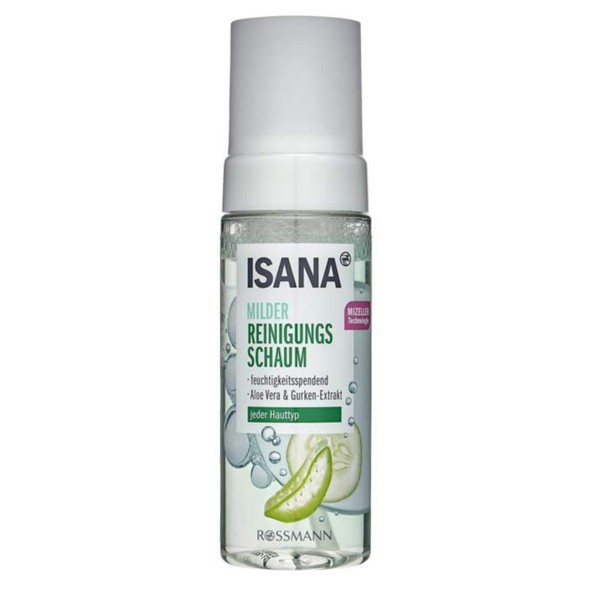 ISANA Clean + Care Mild Cleansing Foam - Any Skin Type, Moisturising, Aloe Vera & Cucumber Extract - 150 ml