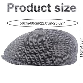 EBHO Men's Berets, Flat Cap Men, Peaked Caps, Men's Winter Hats, Peaked Cap Men, Men's Newspaperboy Flat Cap, gray