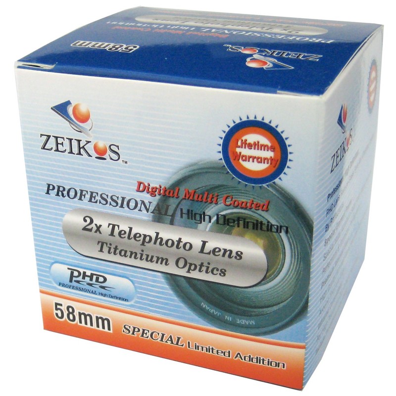 Zeikos ZE-2X58B 58mm 2X TelePhoto high definition lens, includes lens