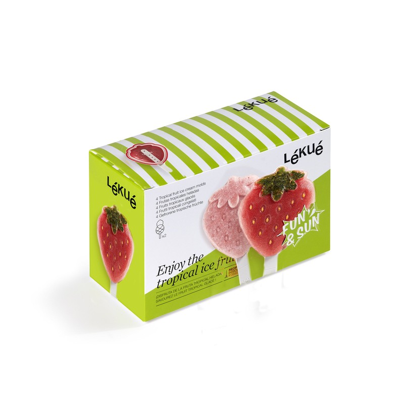 Lékué Eisformen in Erdbeerform, Silikon, rot, 15,4 x 9,4 x