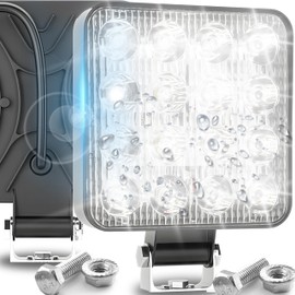 Retoo LED Work Light 12 V 48 W Additional Headlight for SUV, UTV, ATV, Truck, Waterproof Headlight with 8000 lm 16 LED for Tractor, Excavator, Tractor, Tractor, Forklift, Tractor, Black