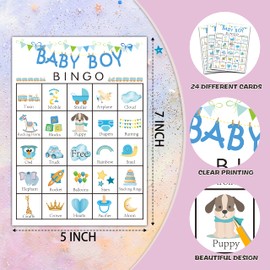 Foosproea Gender Reveal Bingo Cards, Blue Baby Shower Game for 24 Players, Gender Reveal Party Games for Family Friends Activities, Holiday Party Favors Supplies Decorations(01)