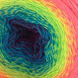 YarnArt Flowers Vivid Gradient Yarn – 55% Cotton 45% Acrylic – Multicolor Ombre for Knitting & Crochet – Lightweight Fine, 250g (8.8 oz), 1094 yds – Rainbow Summer (505)