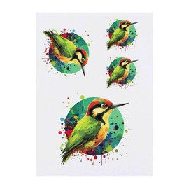 Azeeda 4 x 'Grünspecht' Temporäre Tattoos - Wasserfest, Hautfreundlich & Ungiftig · Transfers in Verschiedenen Größen (TO00073908)