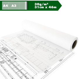 KULTLOGGEN Skizzenrolle Skizzenpapier Pauspapier Seidenpapier Schnittmusterpapier Rolle Transparentpapier Tracing Paper halbdurchsichtig A3 A4 30 g/m² 12 in x 50 yd
