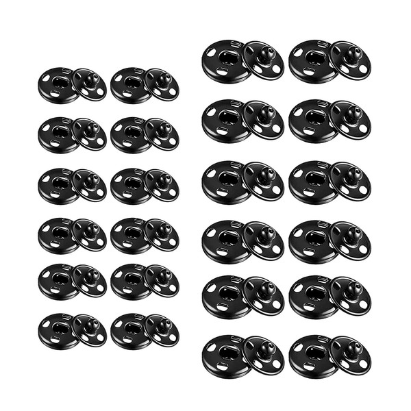 24 Sets Poppers Fasteners Kit,Metal Snap Button Clasps Fastener Press-Stud Sew on Snaps Press Studs snap Fasteners Sewing,Handbag Clothes Sewing Craft DIY Supplies (7mm12mm)