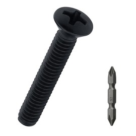 #6-32 x 1-3/8" Stainless Oval Head Machine Screws (50 pcs), 18-8 (304) Stainless Steel Phillips Drive Oval Head, Full Thread, Black Coated, Fayeploo (Screwdriver Bit Included)