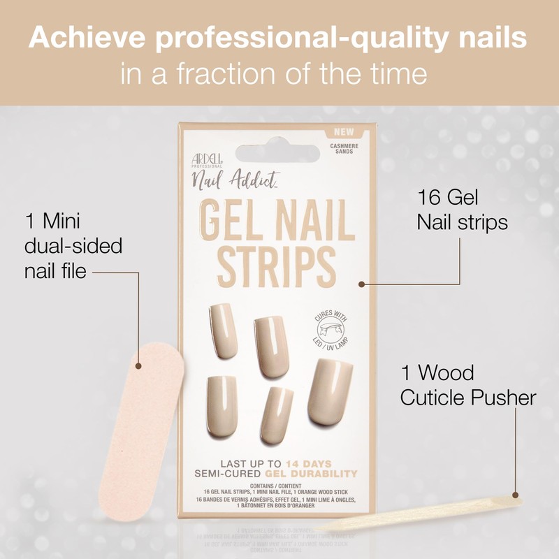 Ardell Nail Addict Gel Nail Strips - Cashmere Sands, LED/UV