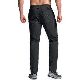 CQR Men's Lightweight Vent Hiking Pants, Water-Resistant & Breathable Sports Outdoor Athletic Pants with Elastic Waist, Ascend Bolt Black, 28W x 30L