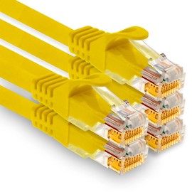 1aTTack.de - 5 cavi di rete Cat7 da 1,5 m, Cat.7 Ethernet, cavo patch Lan & Cat 7 per la massima velocità Internet e collega tutti i dispositivi con presa RJ 45 giallo