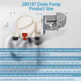 WFW9200SQ02 WFW9200SQ00 GHW9300PW4 Washer Drain Pump Fit for ken-more maytag whirlpool WFW9400SW03 GHW9150PW4 GHW9160PW0 WFW9500TW01 WFW9400SW01 GHW9150PW0 11045862403 WFW9750WW01 WFW9451XW00