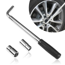 FSTURIOS Lug Wrench Wheel Wrench, Telescoping Lug Wrench with 17/19mm and 21/23mm Standard CR-V Sockets, Universal Steel Extendable Wheel Brace Lug Nut Wrench for Most Vehicles