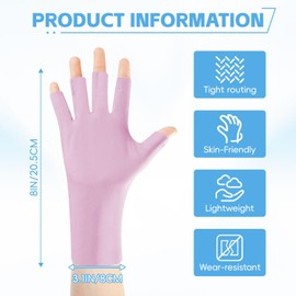 HATINXIA UV Gloves for Gel Manicures, Professional UPF50+ UV Sun Protection Gloves for Nail Lamp, Nail Art Skin Care Fingerless Anti UV Protective Glove for Women, 1 Pair (Purple)