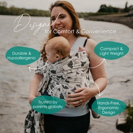 CHIMPAROO Ring Sling Baby Wrap Carrier - 100% Organic Cotton Baby Carrier Newborn to Toddler - Comfortable & Adjustable Baby Sling Carrier - With Aluminum Rings - Holds up to 15.8 kg - Biloba Chia, Size 1