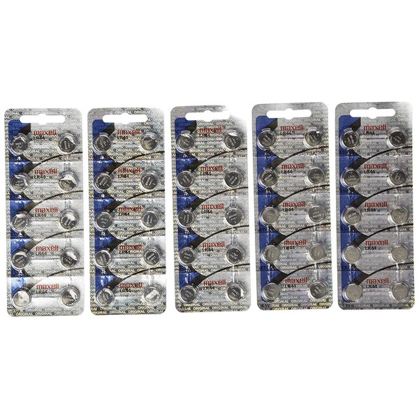 50 Pack Maxell LR44 AG13 357 Button Cell Battery New Hologram Package 2 Pack