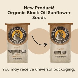 Scratch and Peck Black Oil Sunflower Seeds Chicken and Duck Treat - 25 lbs Bag - 15% Protein, Certified Organic and Non-GMO Project Verified Chicken Food