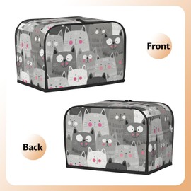 Cat Pattern Toaster Cover with Pockets, Polyester Fabric Quilted Two Slice Toaster Appliance Dust-proof for Kitchen Small Microwave Oven Appliance Dust and Fingerprint Protection Women Gift