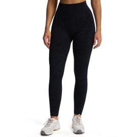 Aoxjox Women's High Waist Seamless Camo Hidden Scrunch Legging Knit Workout Yoga Pants 23" (Black, Medium)