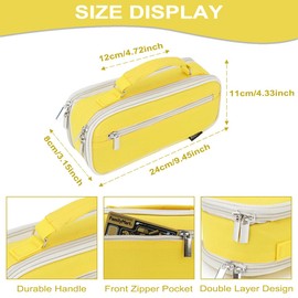 RAVUO Pencil Case, Big Capacity Pencil Pouch Holder Multiple Compartments Pen Bag Office College School Stationery Organizer Storage for Teens Girls,Boys (Yellow)