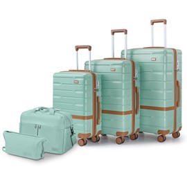 NEISIA Luggage Sets 3 Piece with TSA Lock Hardside PC+ABS Carry On Suitcase with YKK Zippers Lightweight Rolling Travel Luggage Sets with Spinner Wheels (Green)