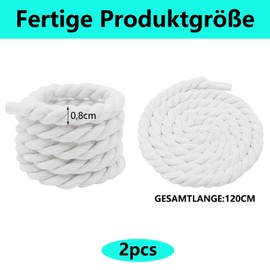 QZKJQDD Thick Shoelaces, Big Rope Laces, Round Shoelaces, for Replacement Rope Laces Air Force 1, Shoe Laces 8 mm (120 cm), DIY Shoelaces, Tear-Resistant Tying Shoelaces, Chunky Laces, Cotton Cord