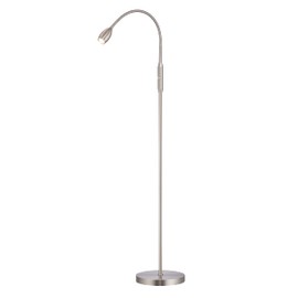 O’Bright Ray – Adjustable LED Beam Floor Lamp, Dimmable and Zoomable Spotlight, Flexible Gooseneck, Reading/Crafting Standing Lamp, Work Table Light, Brushed Nickel