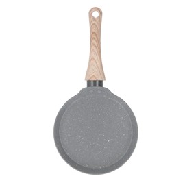 Frying Pan Wood Handle Aluminum Alloy Cooking Skillet Fast Heating Non Stick Omelet Pan for Home Kitchen Grey Large Size