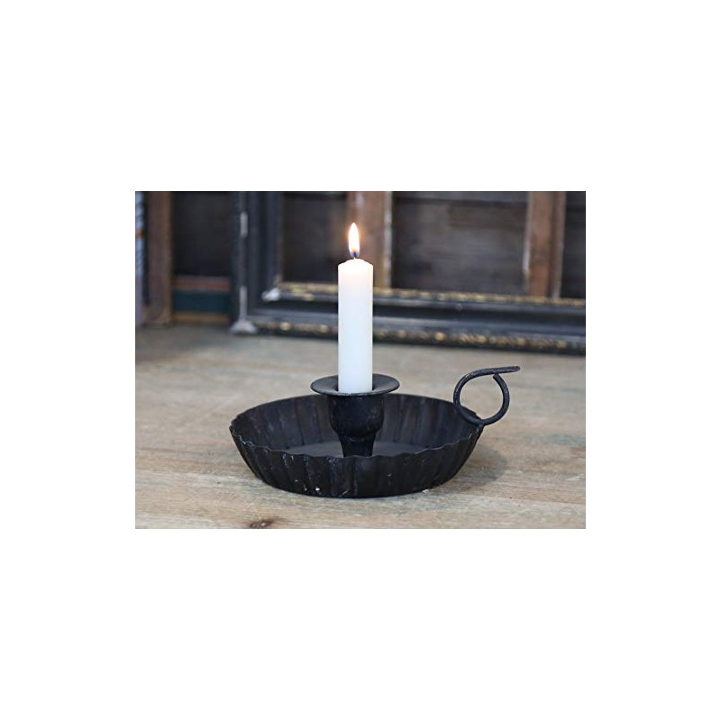 Chic Antique Candlestick with Handle Slate Grey