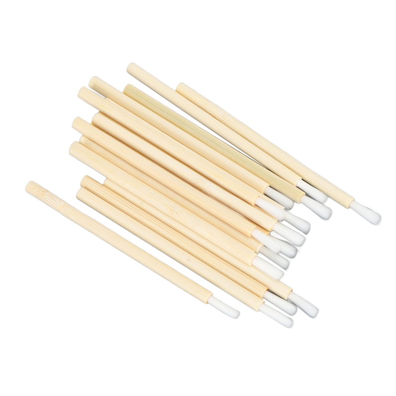 100pcs Disposable Lip Brush Nylon Fiber Bamboo Handle Lipstick Brush