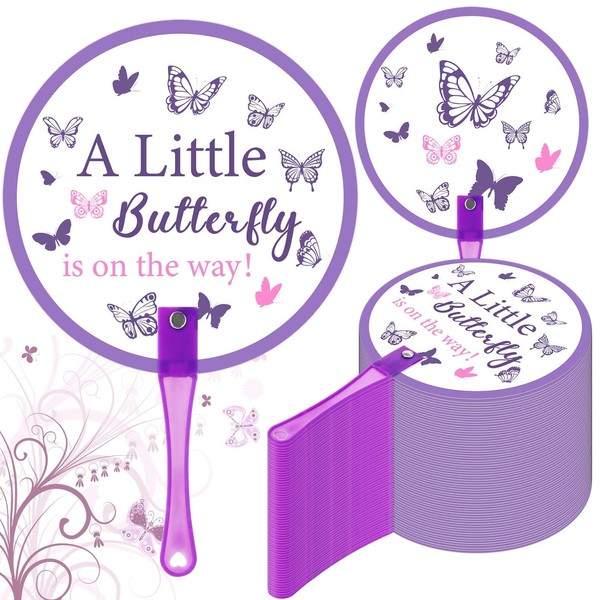 Roowest 50 Pcs Baby Shower Paper Fans Bulk, Butterfly Themed