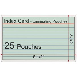 Index Card Laminating Pouches, 5 Mil Index Card Pouches, Heat Sealing Laminating Pouches, Thermal Pouches - 5-1/2" x 3-1/2" - 25 Pouches