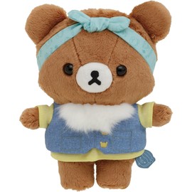 San-X Rilakkuma MO11401 Komorebi Camp Plush Toy, Chai Bear (Dimen Vest and T-Shirt), H 8.3 x W 6.3 x D 3.9 inches (21 x 16 x 10 cm)