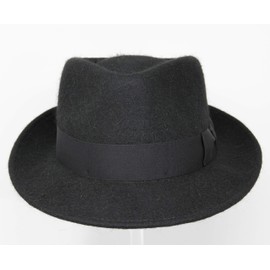 Borges & Scott Alpaca Doyle - Teardrop Fedora Hat - Premium Alpaca Wool Felt - Crushable for Travel - Water Resistant - Unisex - Black 60cm