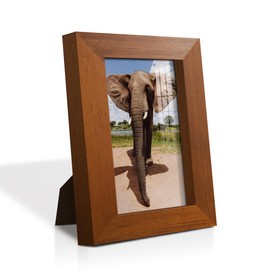 2 Pcs of 3.5 x 5 inch Solid Wood Picture Frame, High Definition Glass and High-end Modern Style Cream Colored for Wall and Tabletop Photo Display, Brown Wood Grain Frame - GAL083