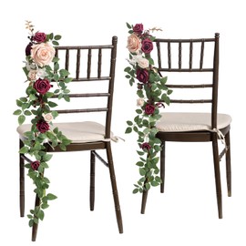 Ling's Moment Wedding Chair Decorations 10pcs Aisle Decorations Marsala & Blush Pew Wedding Decorations for Ceremony Reception Outside Fall Autumn Decor
