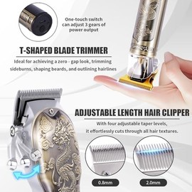Hair Clipper for Men Set Cordless Electric Hair Clipper T-Shaped Beard Trimmer Nose Hair Trimmer Electric Shaver Professional Haircutting and Beauty Kit