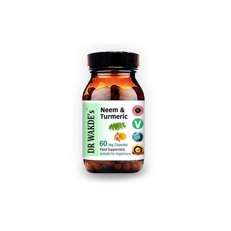 DR WAKDE'S Neem & Turmeric Capsules (60 Veg Caps, Deep