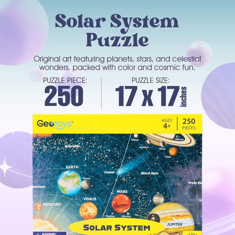 Geotoys Solar System Puzzle for Kids - Space Puzzle for