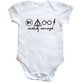 Hippowarehouse Mischief Managed Symbol Design Baby Vest Bodysuit (Short Sleeve) Boys Girls White