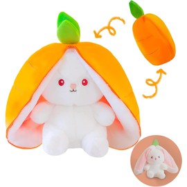 Hirsrian Soft Cuddly Toy Rabbit, Transformable Rabbit Toy, Gift Idea for the Easter Nest (Orange)
