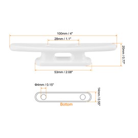 PATIKIL 4 Inch Nylon Boat Dock Cleat 2 Pack Kayak Small Rope Tie Cleat Dock for Marine Deck Boats Canoes Kayaks, Decor, White