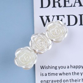 Yheakne-Boho Flower Hair Clip Camellia Hair Barrette Clip Silver Flower Barrette Elegante Head Clip Headwear Accesorios decorativos para el cabello para mujeres y niñas Headpieces